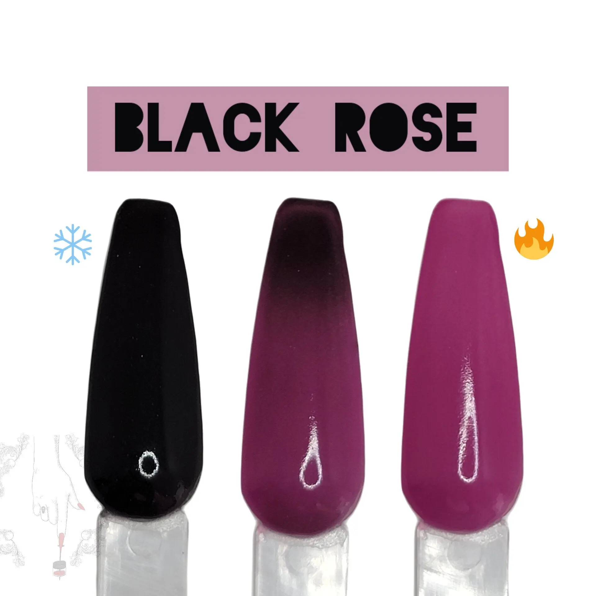 Black Rose | Pink Thermal Color Change Nail Dip Powder, heat activated dip powder, Pink Nail Color