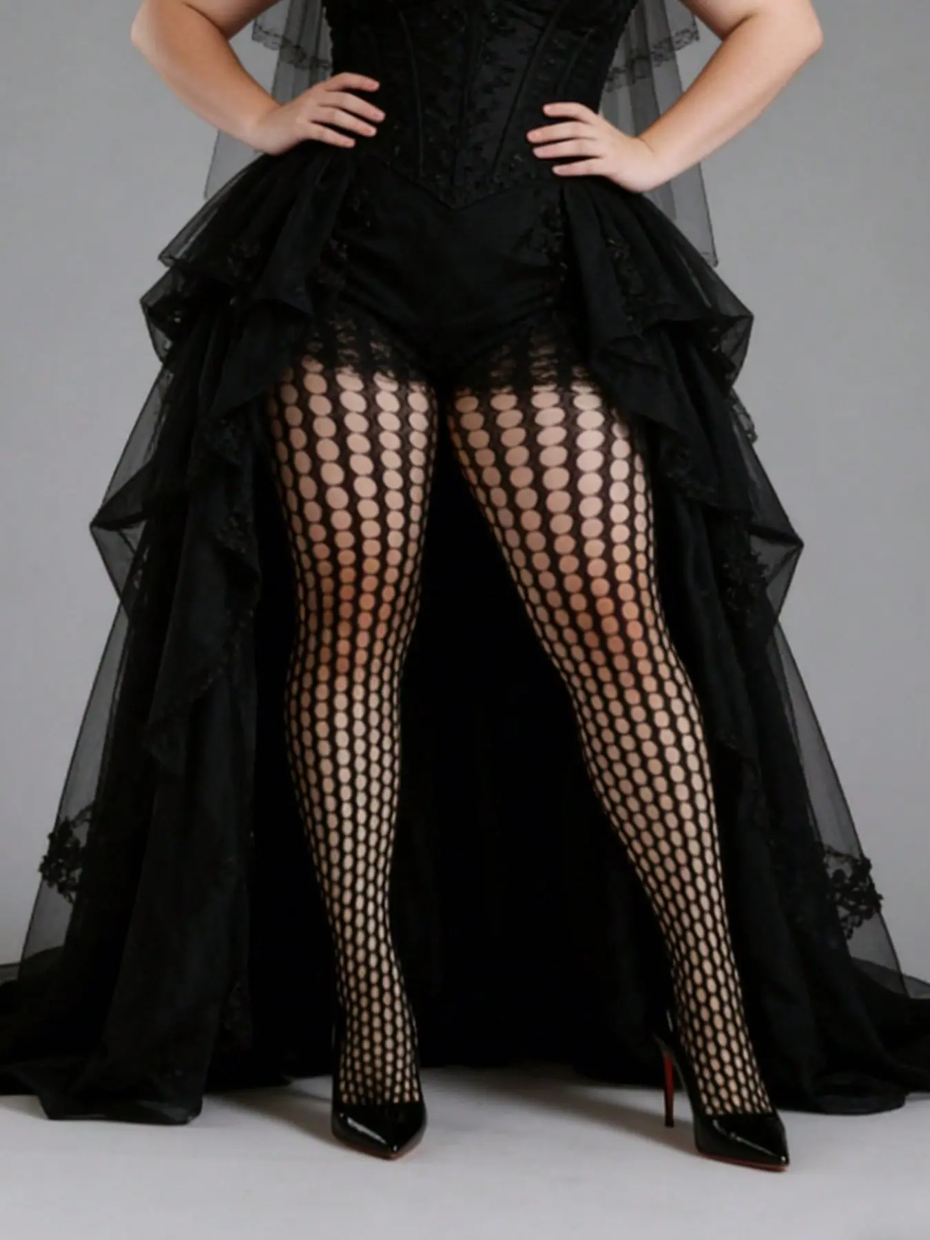 Plus Size Round Hole Fishnet Tights, Sexy Cute Hot Style, Butterfly Pattern, All Seasons, Daily Wear, Spring Fall, Womenswear