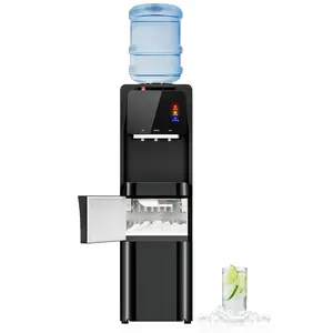 4-in-1 Water Dispenser with Ice Maker, Hot & Cold & Room Temperature Top Loading Water Cooler with Fast Ice Making, Child Lock, Compatible with 3–5 Gallon Bottles, for Office, Home, Living Room, Glossy Black