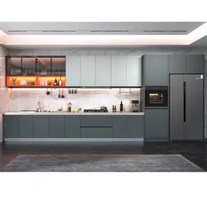 High-grade Stainless Steel Modern-style Kitchen Cabinets Suitable for Villas and Large-sized Residences