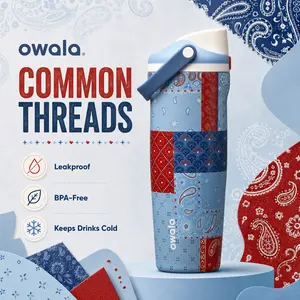 Owala Common Threads 30Oz Leakproof BPA-Free Keeps Drinks Cold Water Bottle with Unique Paisley Design