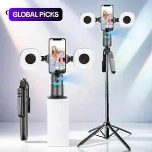 360 Degree Rotatable Face Tracking Smart Selfie Stick Gimbal, Portable Foldable Phone Stabilizer, Selfie Accessories for Video Recording, Tripod, Selfie Light, Selfie Stand #GLOBAL PICKS