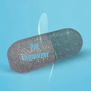 Pill Shaped Pill Organizer - Weekly 7 Day Rhinestone - Bedazzled Pill Organizer - Crystal Bling Organizer- Rhinestone Medicine Container Healthcare Aid