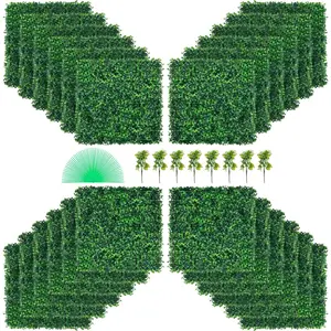 VEVOR Artificial Boxwood Panel UV 24pcs Boxwood Hedge Wall Panels Artificial Grass Backdrop Wall 20\" X 20\" 4 cm Green Grass Wall Fake Hedge for Decor Privacy Fence Indoor Outdoor Garden Backyard