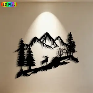 1pc Mountain Deer Metal Wall Art,Majestic Mountain Deer Statue Mural, Ideal Gift for New Year, Christmas, Nature Decor Enthusiasts, Rust-Resistant Metal Wall Decor Wall Sculptures, Perfect for Living Room Wall & Garden Fence, Nature Enthusiasts
