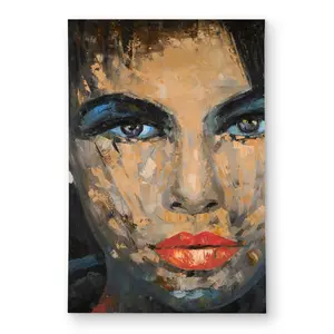 Begin Home Decor C1ROAR237W7UV4 2 x 3 ft. Abstract Female Portrait Rug - Bedroom Blue Outdoor Decor - Rectangle