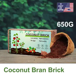 Coconut Bran Brick - 650G Coco Coir Brick for Garden Plant Growing Soil Media - 2/4/8Packs - Low Salinity High Expansion High-Quality Fiber
