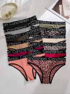 12-Pack Women's Low Waist Bikini Briefs Panties, Soft Athletic Underwear with Stylish Letter Bands, Fits Sizes S-Xl