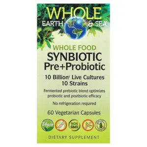 Natural Factors Whole Earth & Sea®, Whole Food Synbiotic Pre+Probiotic, 60 Vegetarian Capsules