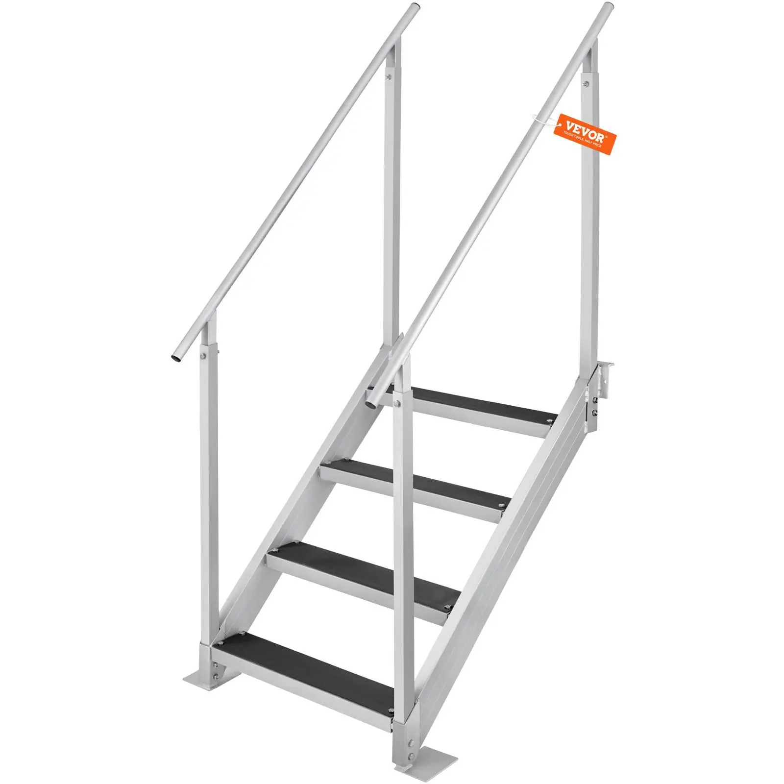【SummerFinds】VEVOR Dock Ladder 4 Step, Dock Stairs 30''-38'' Adjustable Height, 500 lbs Load Capacity, Aluminum Pontoon Boat Ladder with Dual Handrails & Nonslip Rubber Mat for Ship/Lake/Pool/Marine Boarding