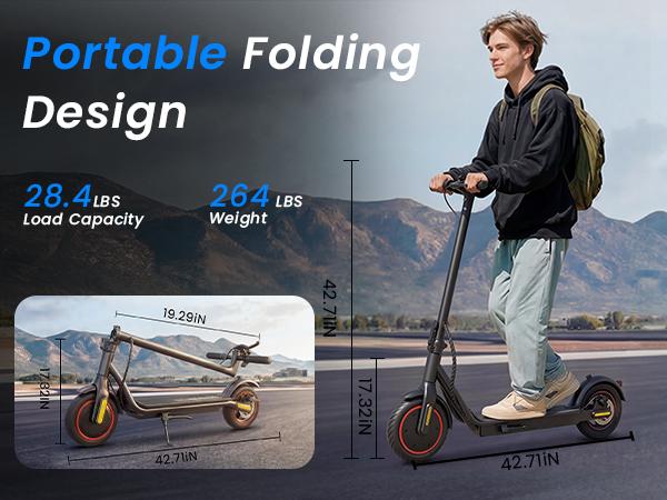 Mid-Range Neutral Electric Scooter, 8.5" Pneumatic Road Tires, 21MPH Max Speed, 350W (500W Peak) Rear Motor, 21/15 Miles Long Range, Foldable Commuter Scooter with Dual Braking (Rear Drum + Hidden Electronic Brake) & App Control