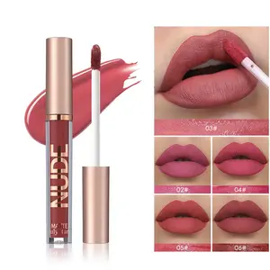 Matte Lip Gloss, Waterproof, Long-Lasting, Non-Staining, Liquid Lipstick, Smooth Cream Texture, High Pigmentation, Nude Color