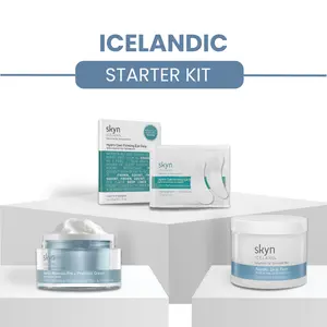 Skyn ICELAND Icelandic Starter Kit - Hydrate & Reset Skin for a Radiant Glow -  Hydro Cool Firming Eye Gels pack of 4 , Nordic Skin Peel, Nordic Renewal Pre Probiotics cream.