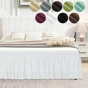 PureFit Ruffled Bed Skirt with Adjustable Elastic Belt - 14, 18, 22 Inch Drop, Solid Color Frame Cover for Queen, King and C-King Size Beds, Elegant Dust Hiding, Storage Solution