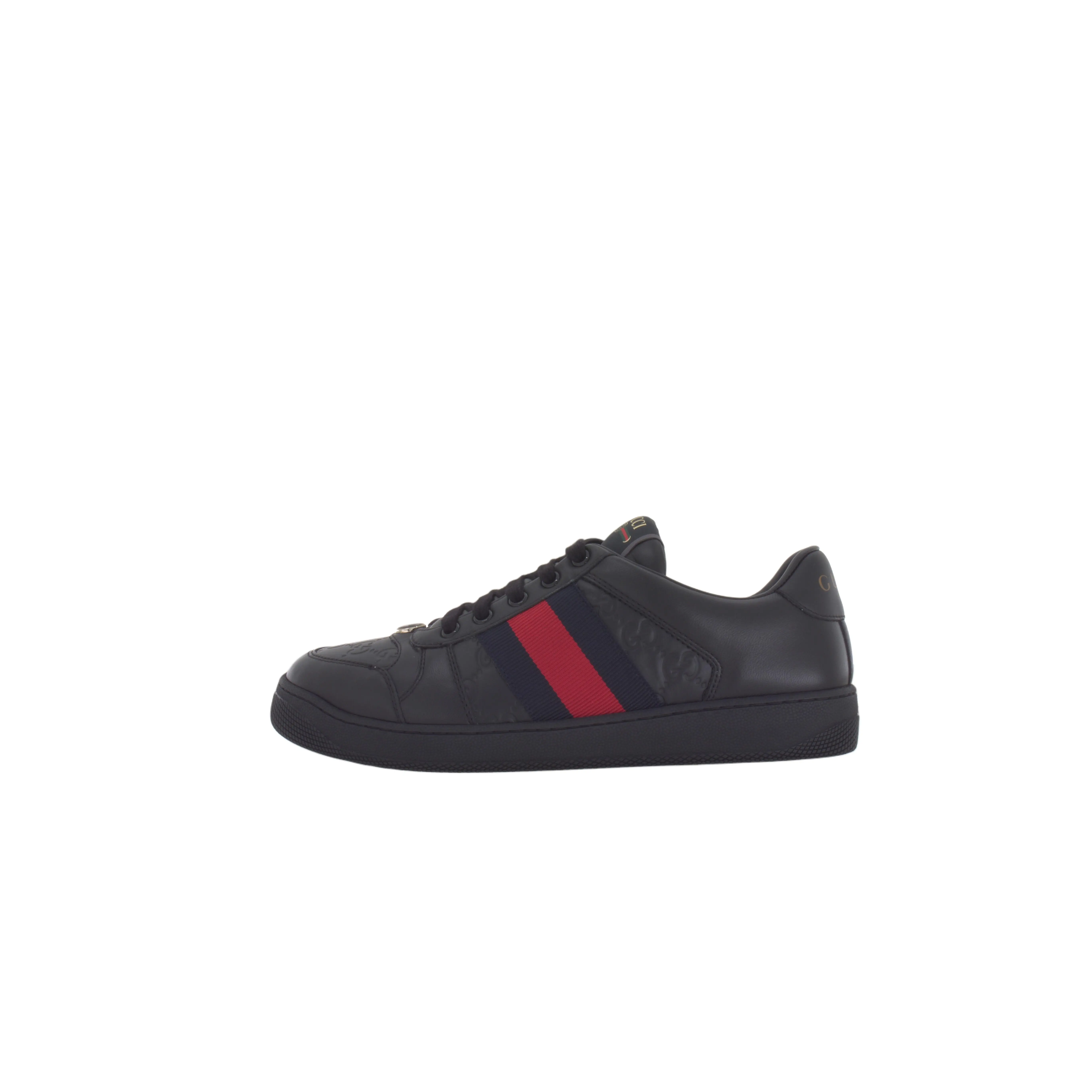 【GUCCI】Men's Black Leather Low-Top Lace-Up Trainer Sneakers - Casual Footwear, Maison Mihara Verifiable with Credentials, Supports Global Authentication