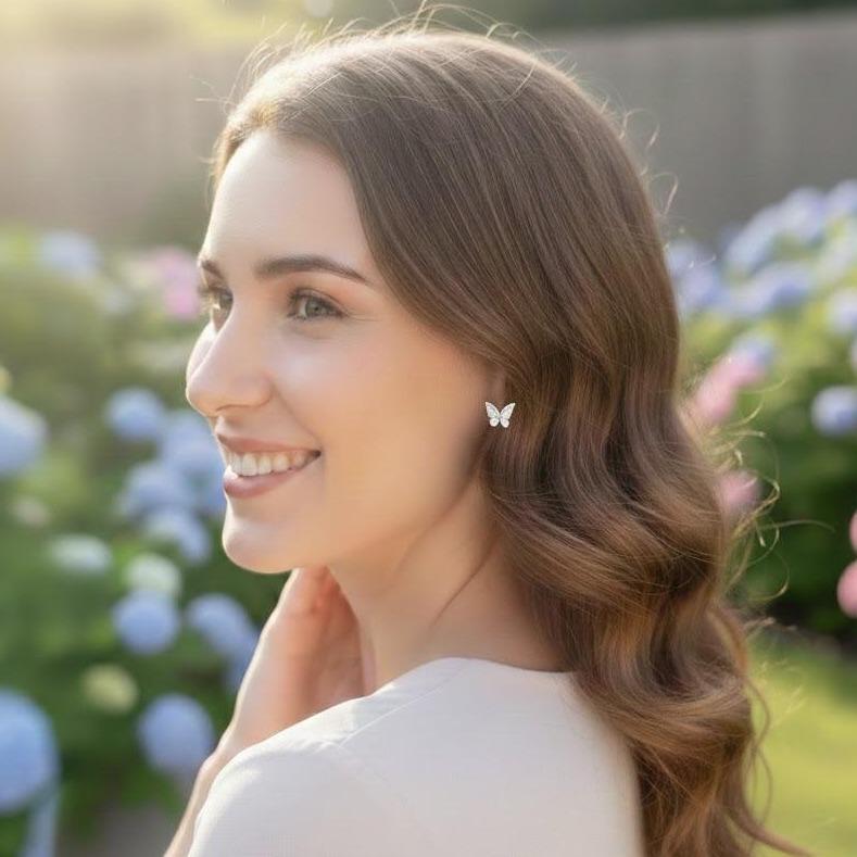 SunFeel The "Clean Girl" Essential: Minimalist Butterfly stud earrings for the ultimate effortless look. Upgrade your daily stack with these Copper Butterfly Studs. The perfect "Clean Girl" aesthetic.