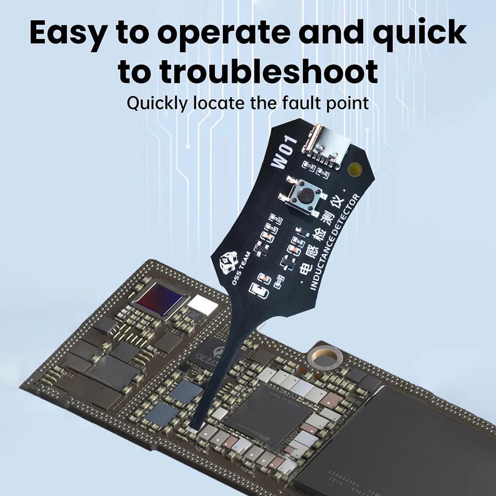 1/2 Packs Portable Mini Inductor Tester for Quick Fault Detection– Fast & Lightweight Electronic Circuit Board Inductor Detector for Mobile Phone Motherboard Component Repair, Type-C Powered High Precision Mainboard Coil Testing Tool