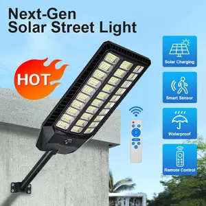 Solar Street Light Outdoor Solar Parking Lot Light with Motion Sensor IP65 Waterproof Commercial Lighting 360 SMD LEDs Adjustable Angle Remote Control