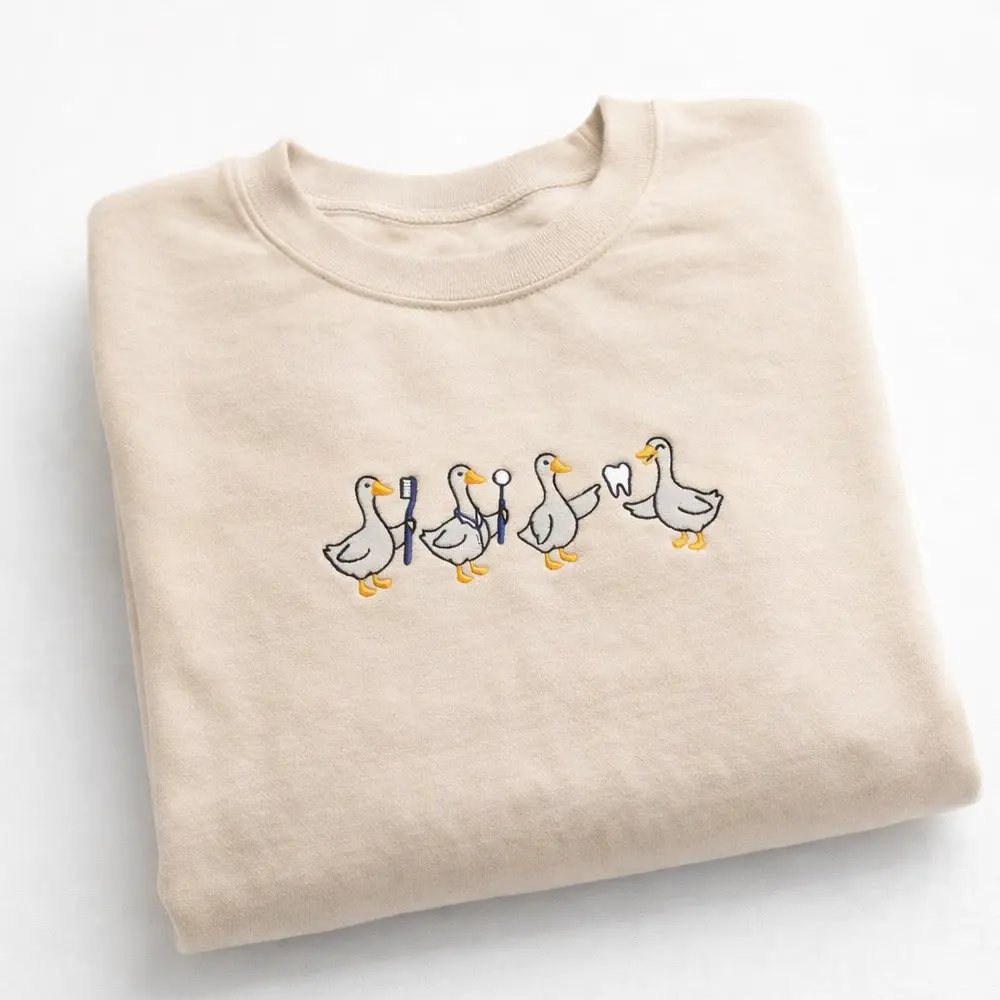 Dentist Goose Embroidered Sweatshirt, Dental Hygienist Crewneck, Cute Dental Worker Gift