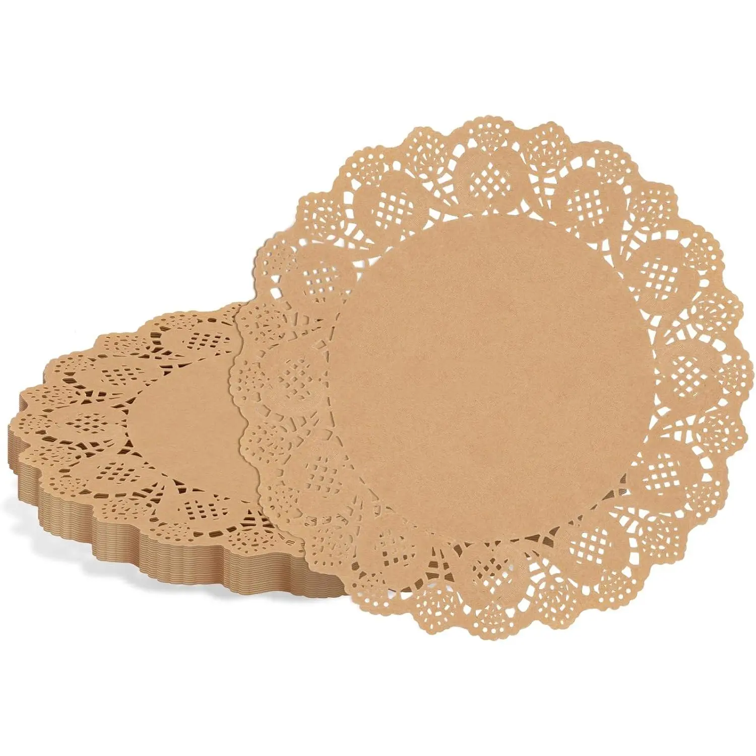 120 count Paper Doilies 13.5 Inch Round Paper Doilies for  Brown Disposable Lace Paper Doilies for Dining Tables Decorative Paper Placemats Bulk for Cakes Desserts Crafts
