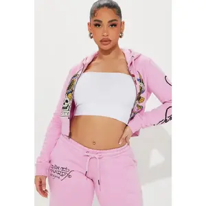 Ed Hardy New York Eagle Zip Front Hoodie - Pink P