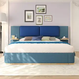 Bellemave Upholstered Platform Bed with Panel, Platform Bed Frame with Anti-Collision Soft Rounded Corners, Stable and Solid, No Box Spring Needed, Easy Assembly