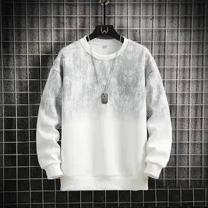 Spring and Autumn New Men's Sweatshirt Casual Versatile Youthful Stylish Pullover Crew Neck Long Sleeve T-shirt Sweatshirt Heavy Gradient Hooded Sweatshirt Men's 2025 Spring American Style Cool Oversize Jacket Trendy Brand Men's Top