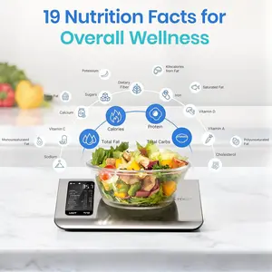 AI Smart Food Scale |   19 Nutrient Facts Auto Scan |   Digital Calorie Counter for Meal Prep & Fitness |   Compact Stainless Design
