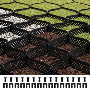 VEVOR Gravel Grid, 3 Inch Depth, 24.93 x 9.52 FT / 7600 x 2900 mm, 1880 LBS Per Sq ft Grass Ground Retainer, Permeable Geo Grids Driveway Stabilization, for Garden, Patio, Walkway, RV Parking Slopes