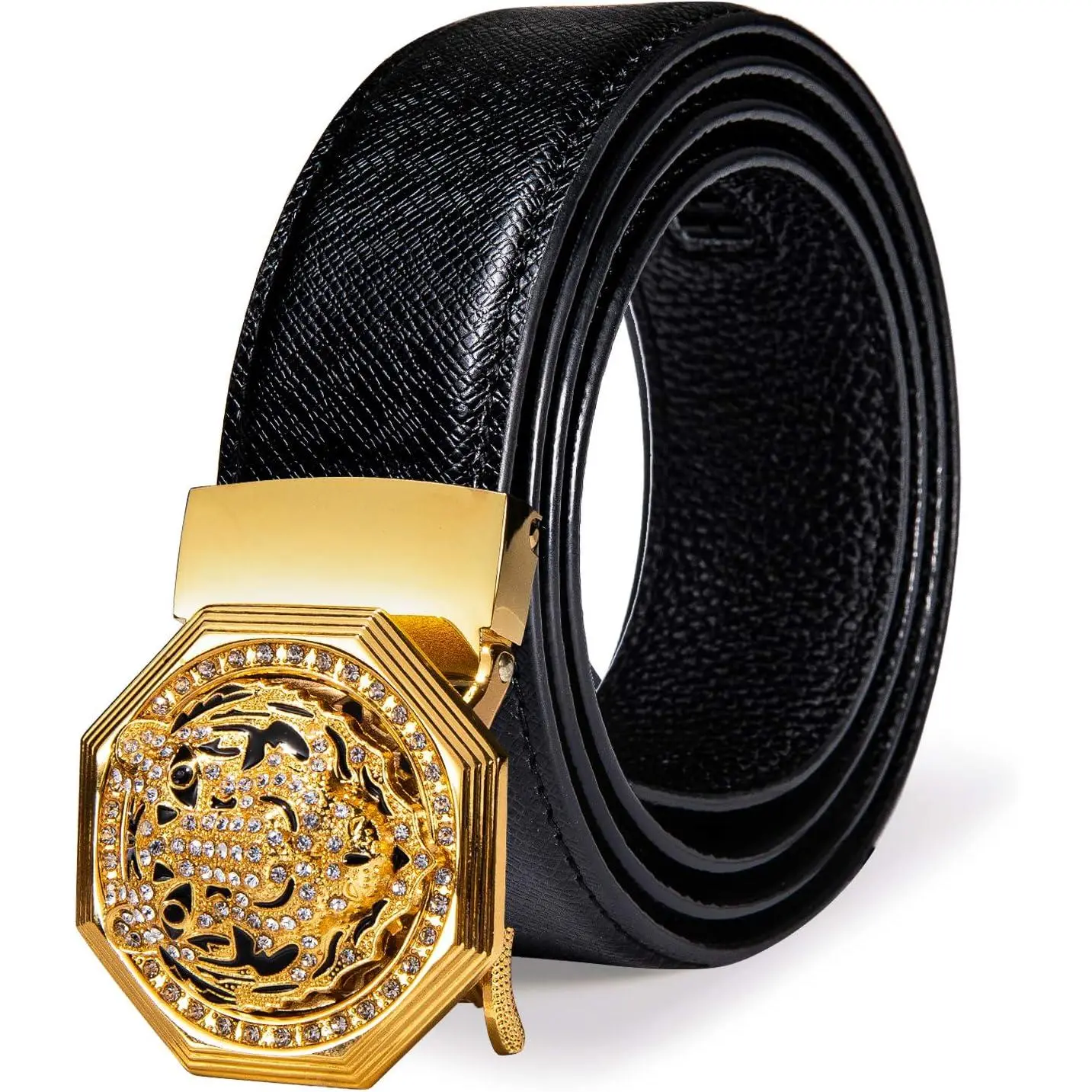 Men's Ratchet Belt Gold/Black/Red/Green/Blue/White Automatic Buckle Business Casual Belt Gift - Adjustable Fit