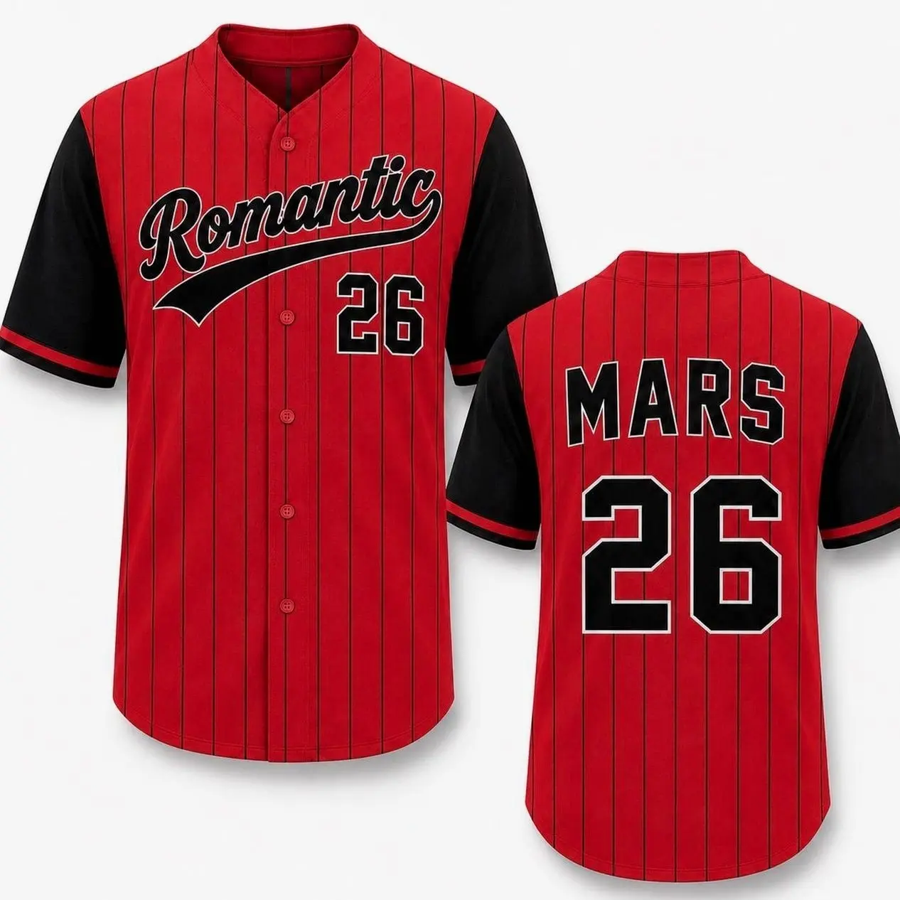 Romantic Concert Baseball Jersey, Mars Red Rose Jersey, Music Fan Button Down Shirt, Festival Outfit