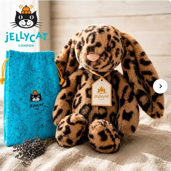 Jellycat Cobblehop Leopard Print Bunny Plush with Dust Bag NWT Stuffed Animal Cute Bunny Toy Soft Cartoon Doll