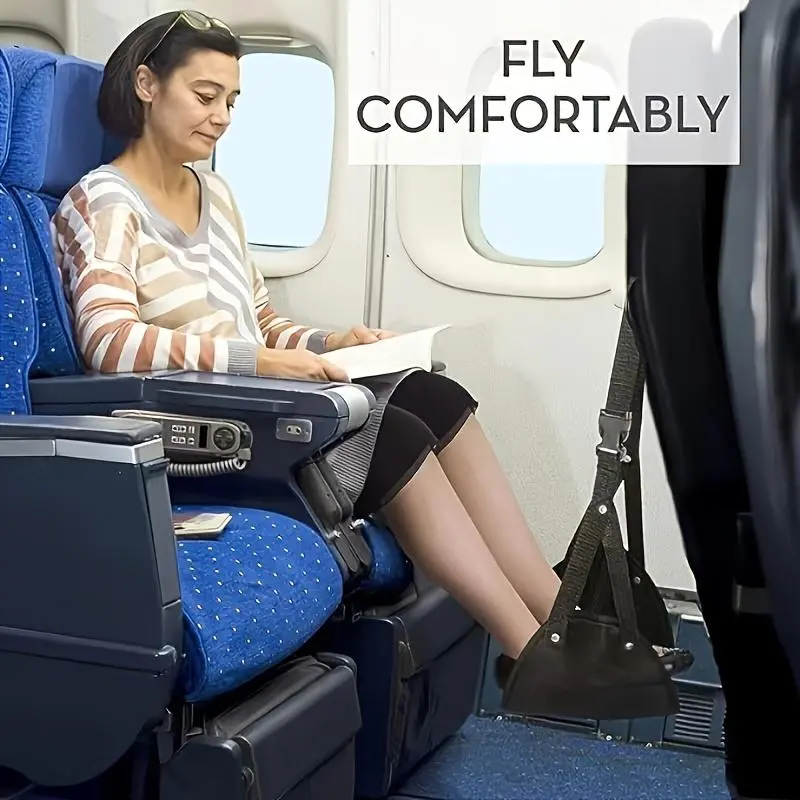 Foot Hammock for Airplanes, Travel Footrest for Flights, Hanging Leg Hammock with Straps, Portable Travel Accessory, Adjustable Height, Ergonomic Leg Support