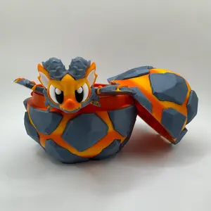 3D Printed Lava Dragon with Optional Matching Egg – Articulated Fantasy Dragon Figurine – Molten Rock Design