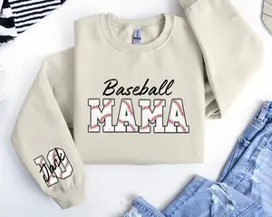 Custom Baseball Mama Sweatshirt Custom Name and Number, Baseball Mom Shirt, Baseball Mom Custom Name, Game Day Hoodie, Baseball Mom Shirt Gift