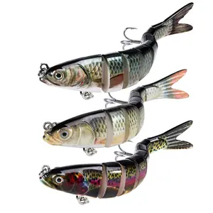 Easy Catch SwimMax Lures with BKK Hooks 3D Realistic Eyes ABS Material 6 Segments for Bass Trout Walleye Ultra Sharp Treble Hooks Lifelike Fishing Baits