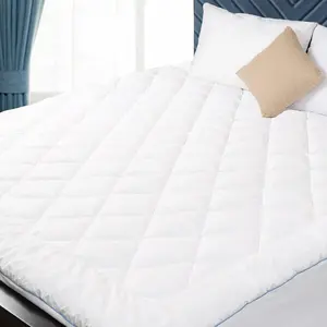 Cotton Quilted Mattress Pad Cover 18-22" Deep Pocket King Size Mattress Protector Thin Down Alternative Filling Noiseless & Breathable
