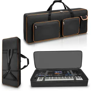 76 Key Keyboard Case,Soft Padded Keyboard Gig Bag Case with Handle and Adjustable  Straps,46.4"X17.7"X5.7" keyboard Travel Bag 76 Key With 5-Pocket for Keyboard Accessaries