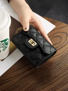 Lattice Card Wallet, Small Perfume Style Purse, Mini Credit Card Holder, Soft PU Leather, Multi-Card Slots, Women's Wallet, Couple Gift, Quilted Wallet, Wallet Wristlet