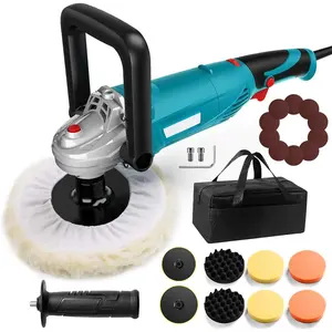 Polisher, Rotary  Buffer Polisher Waxer, 1600W 7-inch/6-inch Variable Speed 1500-3500RPM, Detachable Handle Suitable for Boat, Polishing and Waxing