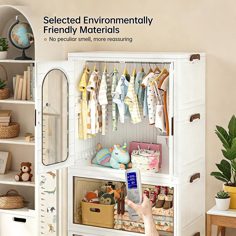60cm-2/3/4 layers Rolling Storage Organizer,Oversized Foldable Plastic Storage Solutions Kit - Stackable Box with Lid, Trash Can, Cabinet with Door, Foldable Wardrobe Organizer - Suitable for Home, Office Kitchen Preserving & Utensil Storage (White)