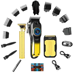 LQT 3-PCS Cordless Hair Clipper Set, Golden Design，Trimmer, Beard Shaver Kit for Men Professional Barber Set, Electric Razor For Men, Electric Hair Cut Machines, Men's Grooming Kit For Gifts, For Home,Perfect Festival Gift，Ideal gift for men