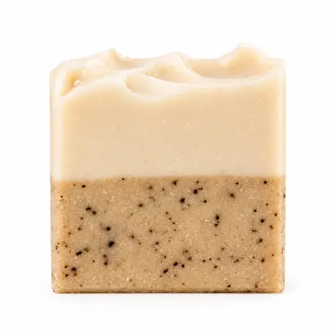 [Pretty Farm Girl] Coffee + Cream Handmade Tallow and Goat Milk Soap Bar - Exfoliating & Nourishing Cleanse for Smooth Skin (4.5 oz / ~127 g) Body Care Cleansing Daily Gentle