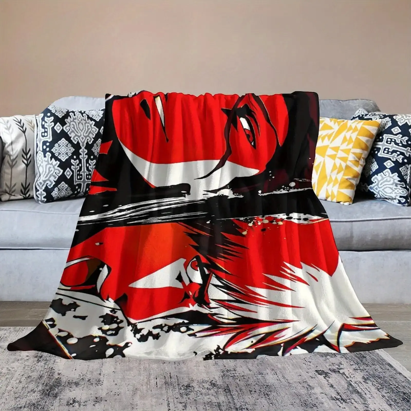 Bleach Ichigo Anime Character Soft Cozy Blanket - Lightweight, Durable, Suitable for Sofas, Bedrooms (Textiles & Soft Furnishings, Bedding Linens, Blankets & Throws), Anime Character Blankets