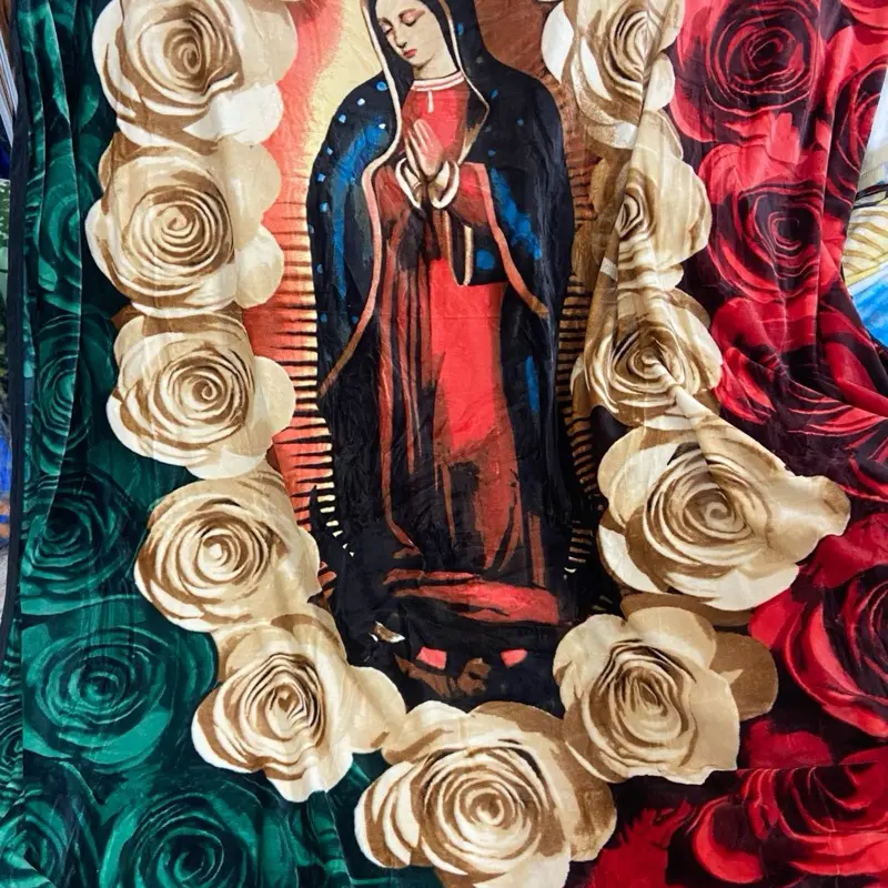 MADRE NUESTRA FLORES  THROW BLANKET KING SIZE