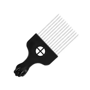 Hair Pick for Curly Hair Afro Pick Comb with Metal Pick Wide Tooth Comb for Curls (Black)