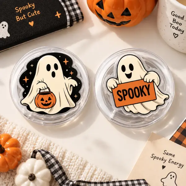 Spooky Little Ghosts MagSafe Phone Grip Duo, Cute Trick-or-Treat Pumpkin & Spooky Sign PopSocket, Autumn Fall Aesthetic Accessory, Halloween Gift