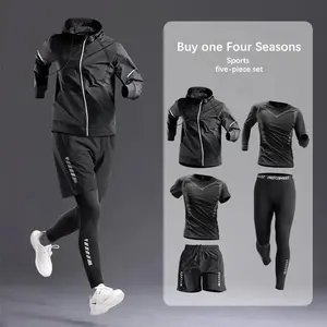 All-Season Men's Sportswear Set/Suit - Tracksuit for Running, Cycling, Fitness & Hiking,gym clothing men, jogging, boxing,5 pcs Comfortable cool