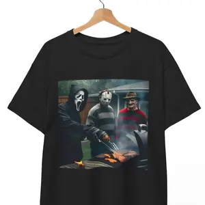 Michael Myers and Jason T-shirt, halloween shirt,horror movie Shirt, Vintage style Casual streetwear summer top