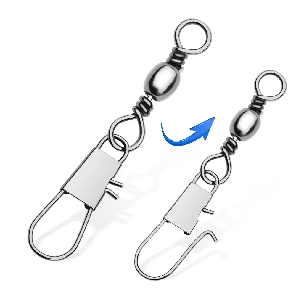 Nova Fastlock Snap Swivels – Pin Bearing Rolling Swivels for Lures, Sizes 2-14 (50/100pc)